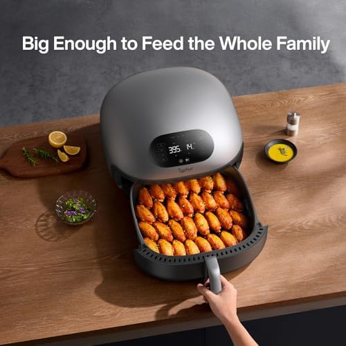 Typhur Dome 2 AI Smart Air Fryer  15 in 1 Large Flat Airfryer with Top & Bottom Heating  Self Cleaning Digital Fryer  PFAS Free Ceramic Basket  Fits a 12 Pizza or Steaks  Whisper Quiet  120V