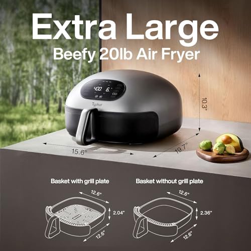 Typhur Dome 2 AI Smart Air Fryer  15 in 1 Large Flat Airfryer with Top & Bottom Heating  Self Cleaning Digital Fryer  PFAS Free Ceramic Basket  Fits a 12 Pizza or Steaks  Whisper Quiet  120V