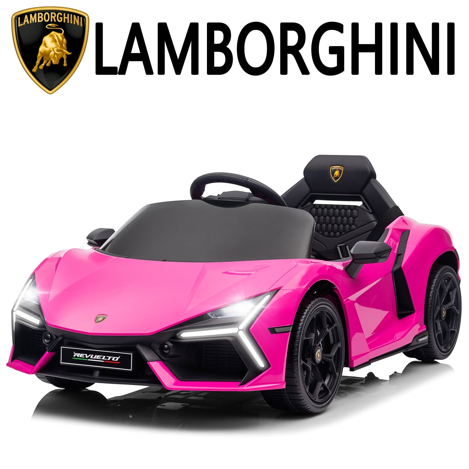 UBesGoo 12V Powered Ride on Car  Licensed Lamborghini Revuelto Electric Ride on Toys for Toddlers Kids  Remote Control  Pink