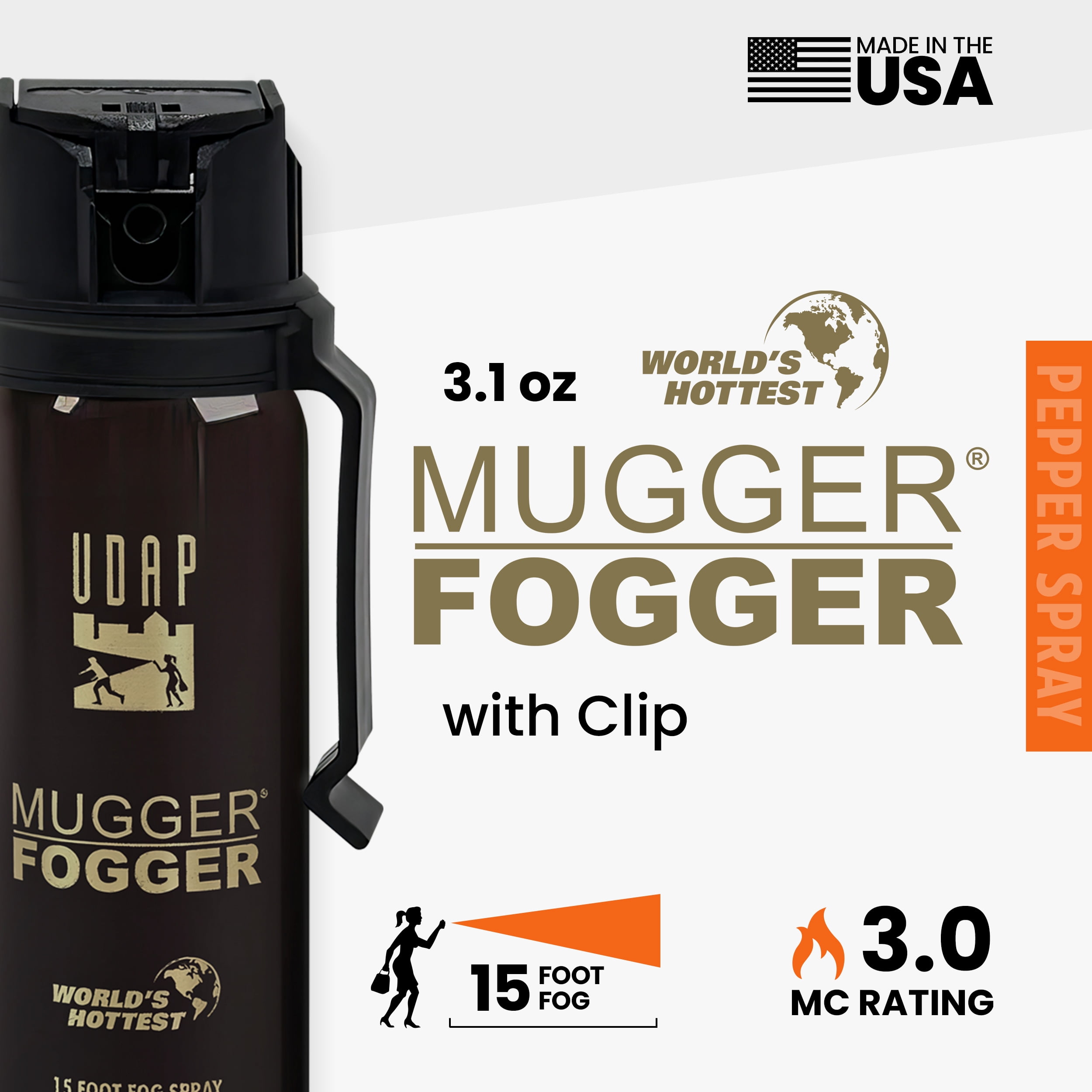 UDAP Pepper Power Mugger Fogger Hot Pepper Spray for Protection  3 1 oz  6MF  Single pack 
