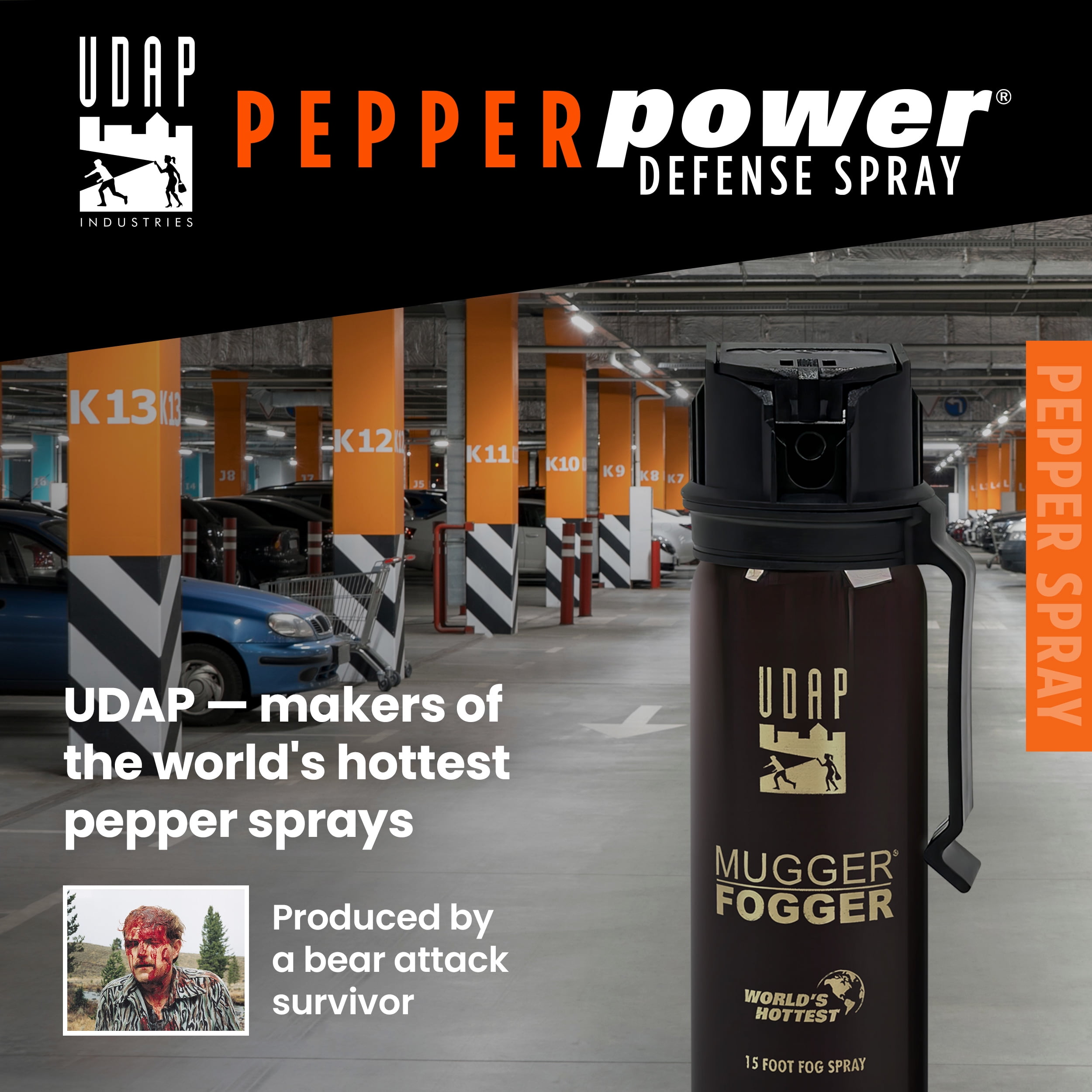 UDAP Pepper Power Mugger Fogger Hot Pepper Spray for Protection  3 1 oz  6MF  Single pack 