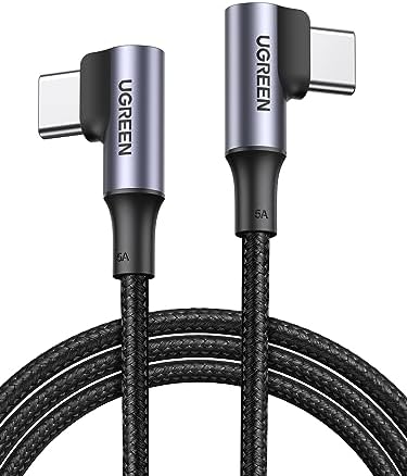 UGREEN 100W USB C to USB C Cable  90 Degree Type C Cable for iPhone 17/17 Air/17 Pro/17 Pro Max/16  MacBook Pro 2022  iPad Pro 2022  Samsung Galaxy S25/S24/Z Fold  Google Pixel  Switch 10FT