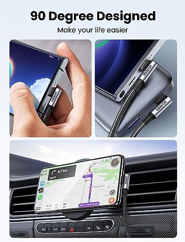 UGREEN 100W USB C to USB C Cable  90 Degree Type C Cable for iPhone 17/17 Air/17 Pro/17 Pro Max/16  MacBook Pro 2022  iPad Pro 2022  Samsung Galaxy S25/S24/Z Fold  Google Pixel  Switch 10FT