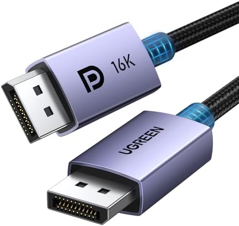 UGREEN 16K 6 6FT DisplayPort Cable 2 1  VESA Certified  DP 2 1 54Gbps Support 8K 240Hz 1080P 540Hz HDR  HDCP  DSC 1 2a  Braided Display Port Cable Cord Compatible FreeSync G Sync Video Card Monitor
