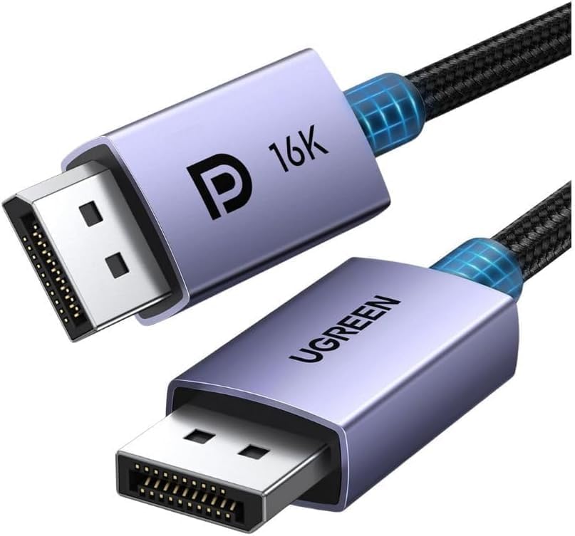 UGREEN 16K 6 6FT DisplayPort Cable 2 1  VESA Certified  DP 2 1 54Gbps Support 8K 240Hz 1080P 540Hz HDR  HDCP  DSC 1 2a  Braided Display Port Cable Cord Compatible FreeSync G Sync Video Card Monitor