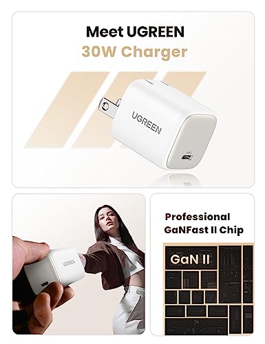 UGREEN 30W USB C Charger  Nexode Foldable GaN PPS Compact Fast Wall Charger Block  USB C Power Adapter for iPhone 16/15/14  Galaxy S25/S24/S23  Pixel 9/8/7  MacBook Air  iPad White 