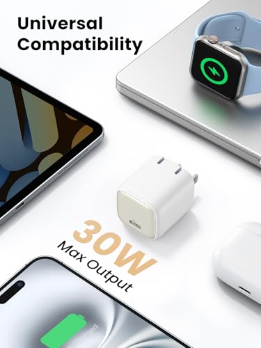 UGREEN 30W USB C Charger  Nexode Foldable GaN PPS Compact Fast Wall Charger Block  USB C Power Adapter for iPhone 16/15/14  Galaxy S25/S24/S23  Pixel 9/8/7  MacBook Air  iPad White 