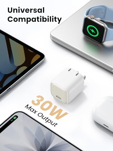UGREEN 30W USB C Charger  Nexode Foldable GaN PPS Compact Fast Wall Charger Block  USB C Power Adapter for iPhone 17/16/15/14  Galaxy S25/S24/S23  Pixel 9/8/7  MacBook Air  iPad White 