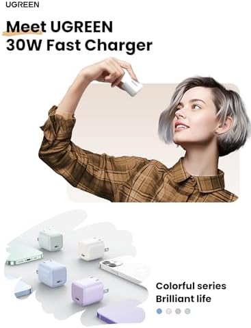 UGREEN 30W USB C Charger  Nexode Foldable GaN PPS Compact Fast Wall Charger Block  USB C Power Adapter for iPhone 17/16/15/14  Galaxy S25/S24/S23  Pixel 9/8/7  MacBook Air  iPad White 