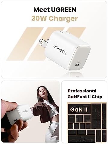 UGREEN 30W USB C Charger  Nexode Foldable GaN PPS Compact Fast Wall Charger Block  USB C Power Adapter for iPhone 17/16/15/14  Galaxy S25/S24/S23  Pixel 9/8/7  MacBook Air  iPad White 
