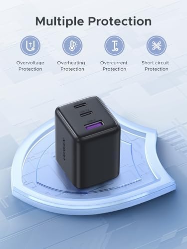 UGREEN 3 Port 30W USB C Charger  GaN II Compact iPhone Charger Fast Charging  Type C Power Adapter for iPhone 17/16/15 Series  Galaxy S26/S25/24  iPad  MacBook Neo/Air  Matt Black