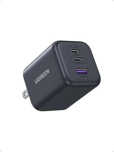 UGREEN Cargador USB C de 45 W para iPhone 17 (2025), (GaN II Tech) PPS 3 puertos súper rápido bloque de cargador para iPhone 17/16/15 Pro Max, Galaxy S25/S24 Ultra, Pixel, iPad, MacBook y más series, negro mate
