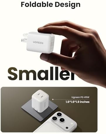 UGREEN 45W USB C Charger  Nexode 2 Port GaN Foldable PPS Wall Charger Block Support Samsung Super Fast Charging 2 0 for Galaxy S25/S24/Note 20  iPhone 16/15/14  iPad  MacBook  Steam Deck  White