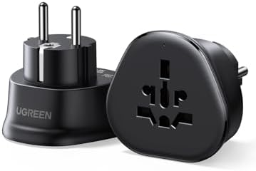 UGREEN European Plug Travel Adapter  US/UK/CA/MX/AU/JP/CN/NZ/PH to EU  Type F   International to EU Pin Converter  Power Outlet Charger  200  Countries Compatibility  1 Pack