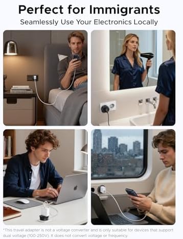 UGREEN European Plug Travel Adapter  US/UK/CA/MX/AU/JP/CN/NZ/PH to EU  Type F   International to EU Pin Converter  Power Outlet Charger  200  Countries Compatibility  1 Pack