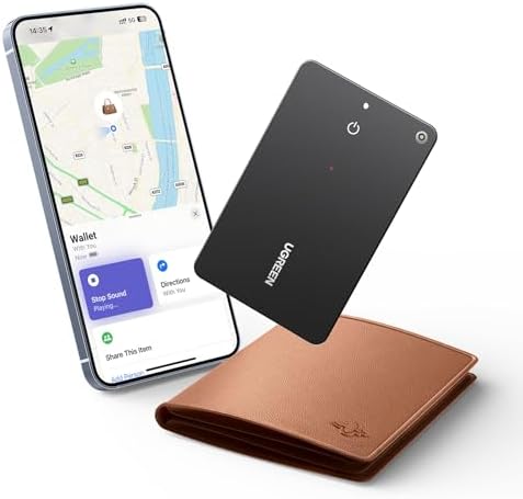 UGREEN FineTrack Slim Wallet Tracker Card  iOS Only   Bluetooth Tracker Card Finder 0 07in &IP68 Waterproof &One Charge Lasts A Year  Work with Apple Find My Rechargeable Tracker Apple MFi Certified