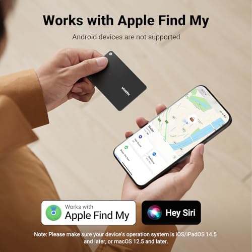 UGREEN FineTrack Slim Wallet Tracker Card  iOS Only   Bluetooth Tracker Card Finder 0 07in &IP68 Waterproof &One Charge Lasts A Year  Work with Apple Find My Rechargeable Tracker Apple MFi Certified