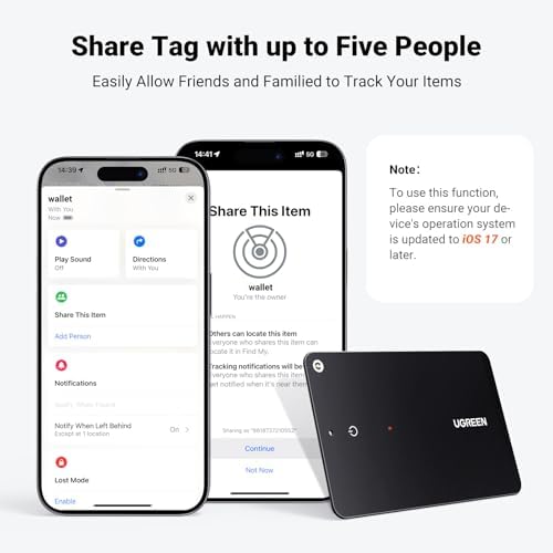 UGREEN FineTrack Slim Wallet Tracker Card  iOS Only   Bluetooth Tracker Card Finder 0 07in &IP68 Waterproof &One Charge Lasts A Year  Work with Apple Find My Rechargeable Tracker Apple MFi Certified