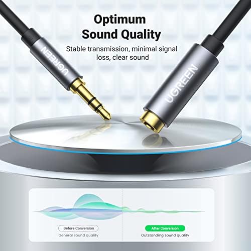 UGREEN Headphone Extension Cable 3 5mm Extension Gold Plated Aux Cable Audio Stereo Jack Male to Female TRS Cord Extender Compatible with iPhone iPad Phones Tablets Media Players  6 6FT