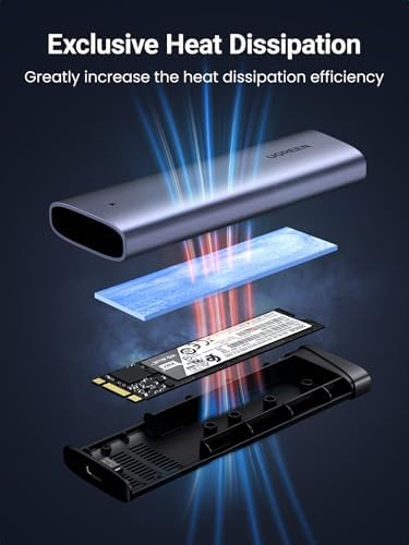 UGREEN M 2 NVMe SSD Enclosure 10Gbps USB 3 2 Gen 2  10 Gbps  to NVME M Key/ B M  Key Solid State Drive External Enclosure Support UASP Trim for 2230/2242 /2260/2280 NVME SSDs