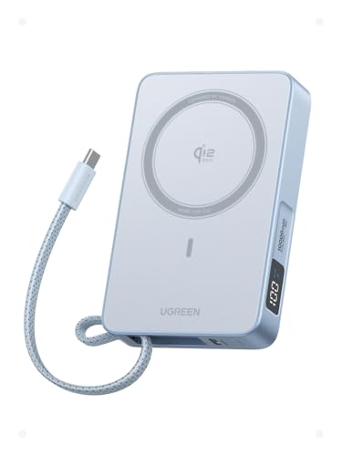 UGREEN MagFlow 10 000mAh Power Bank  Qi2 25W Certified Wireless Charging  Magnetic Portable Charger for MagSafe with Built in Cable  30W USB C Battery Pack for iPhone17 Pro Max/16/15/14/13/12