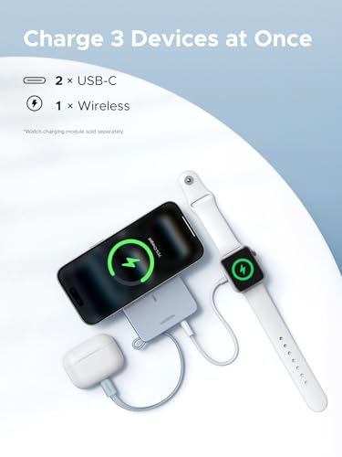 UGREEN MagFlow 10 000mAh Power Bank Qi2 25W Certified Wireless Charging Magnetic Portable Charger for MagSafe with Built in Cable 30W USB C Battery Pack for iPhone17 Pro Max/16/15/14/13/12