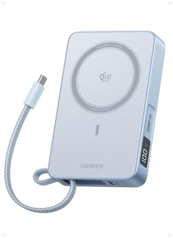 UGREEN MagFlow 10 000mAh Power Bank  Qi2 25W Certified Wireless Charging  Magnetic Portable Charger for MagSafe with Built in Cable  30W USB C Battery Pack for iPhone 17 Pro Max/16/15/14/13/12