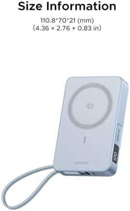 UGREEN MagFlow 10 000mAh Power Bank  Qi2 25W Certified Wireless Charging  Magnetic Portable Charger for MagSafe with Built in Cable  30W USB C Battery Pack for iPhone 17 Pro Max/16/15/14/13/12
