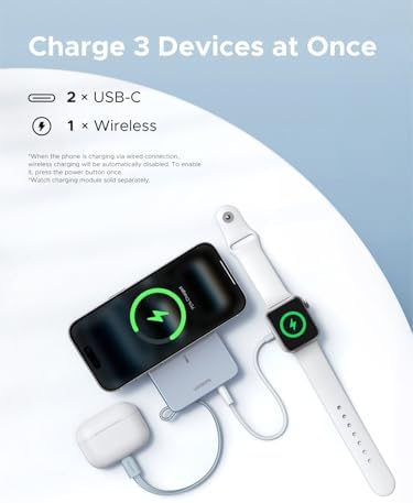UGREEN MagFlow 10 000mAh Power Bank  Qi2 25W Certified Wireless Charging  Magnetic Portable Charger for MagSafe with Built in Cable  30W USB C Battery Pack for iPhone 17 Pro Max/16/15/14/13/12