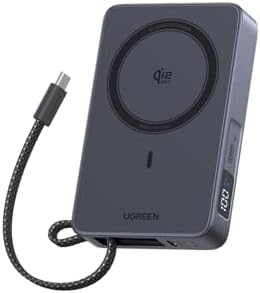 UGREEN MagFlow 10 000mAh Power Bank  Qi2 25W Certified Wireless Charging  Magnetic Portable Charger for MagSafe with Built in Cable  30W USB C Battery Pack for iPhone 17 Pro Max/16/15/14/13/12