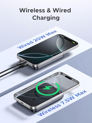 UGREEN Magnetic Power Bank 10 000mAh Wireless Portable Charger PD 20W Fast Charging Battery Pack with USB C for Magsafe iPhone 16/16 Pro/15/15 Plus/15 Pro/15 Pro Max iPhone14/13/12 Series Black
