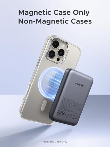 UGREEN Magnetic Power Bank 10 000mAh Wireless Portable Charger  PD 20W Fast Charging Battery Pack with USB C for Magsafe  iPhone 16/16 Pro/15/15 Plus/15 Pro/15 Pro Max  iPhone14/13/12 Series