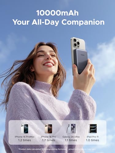 UGREEN Magnetic Power Bank 10 000mAh Wireless Portable Charger  PD 20W Fast Charging Battery Pack with USB C for Magsafe  iPhone 16/16 Pro/15/15 Plus/15 Pro/15 Pro Max  iPhone14/13/12 Series