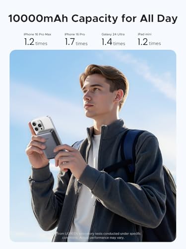 UGREEN Magnetic Power Bank Qi2 Certified 15W Fast Charging Wireless Battery Pack Slim 10000mAh Magsafe Portable Charger with 20W USB C for iPhone 17/16/15/14/13/12 Series Black