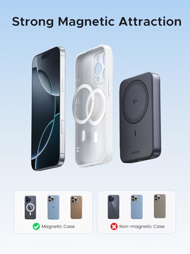 UGREEN Magnetic Power Bank Qi2 Certified 15W Fast Charging Wireless Battery Pack Slim 10000mAh Magsafe Portable Charger with 20W USB C for iPhone 17/16/15/14/13/12 Series Black