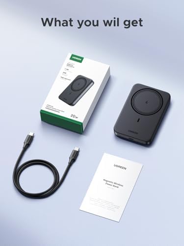 UGREEN Magnetic Power Bank 10 000mAh Wireless Portable Charger  PD 20W Fast Charging Battery Pack with USB C for Magsafe  iPhone 17/17 Pro/17 Air/17 Pro Max/16/16 Pro/16 Pro Max  iPhone15/14/13 Series