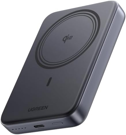 UGREEN Magnetic Power Bank Qi2 Certified 15W Fast Charging Wireless Battery Pack Slim 10000mAh Magsafe Portable Charger with 20W USB C for iPhone 17/16/15/14/13/12 Series Black