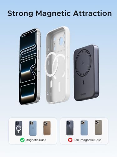 UGREEN Magnetic Power Bank Qi2 Certified 15W Fast Charging Wireless Battery Pack Slim 10000mAh Magsafe Portable Charger with 20W USB C for iPhone 17/16/15/14/13/12 Series Black