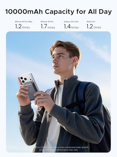 UGREEN Magnetic Power Bank Qi2 Certified 15W Fast Charging Wireless Battery Pack Slim 10000mAh Magsafe Portable Charger with 20W USB C for iPhone 17/16/15/14/13/12 Series Black