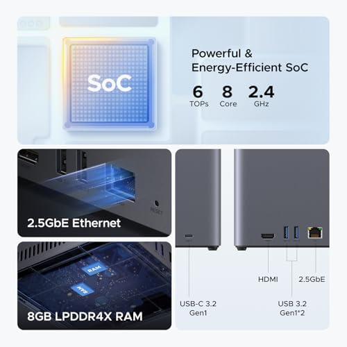 UGREEN NAS DH4300 Plus 4 Bay Desktop NASync  Support Capacity 120TB  Remote Access  AI Photo Album  Beginner Friendly System  8GB LPDDR4X RAM  2 5GbE  4K HDMI  Network Attached Storage Diskless 