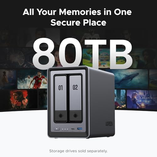 UGREEN NAS DXP2800 2 Bay Desktop All Round Ideal for Content Creators and Enthusiasts  Intel N100 Quad core CPU  8GB DDR5 RAM  2 5GbE  2X M 2 NVMe Slots  4K HDMI  Network Attached Storage  Diskless 