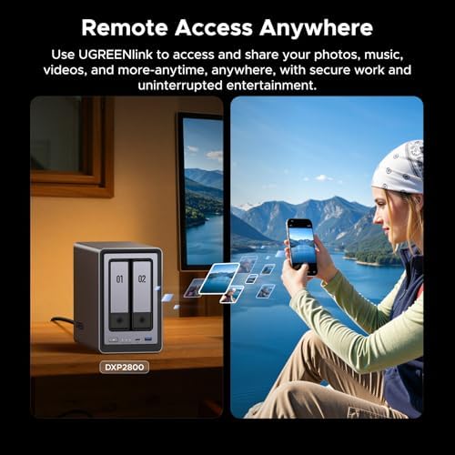 UGREEN NAS DXP2800 2 Bay Desktop Network Attached Storage  Intel N100 Quad Core CPU  8GB DDR5 RAM  2 5GbE  2X M 2 NVMe Slots  4K HDMI  Ideal for Content Creators and Enthusiasts  Diskless