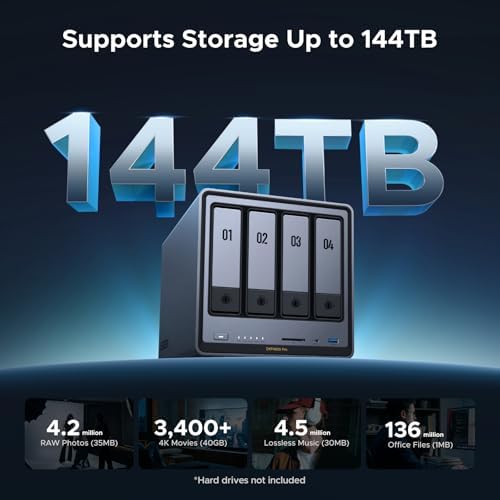 UGREEN NAS DXP4800 Pro 4 Bay Desktop NAS  Intel  Core  i3 1315U 6 Core CPU  8GB DDR5 RAM  128G SSD  1x 10GbE  1x 2 5GbE  2X M 2 NVMe Slots  4K HDMI  Network Attached Storage  Diskless
