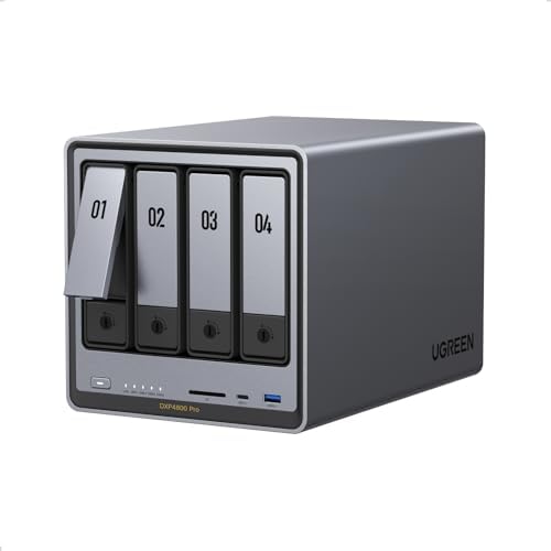 UGREEN NAS DXP4800 Pro 4 Bay Desktop Network Attached Storage  Intel Core i3 1315U 6 Core CPU  8GB DDR5 RAM  Built in 128GB SSD  1x 10GbE  1x 2 5GbE  2X M 2 NVMe Slots  4K HDMI  Diskless