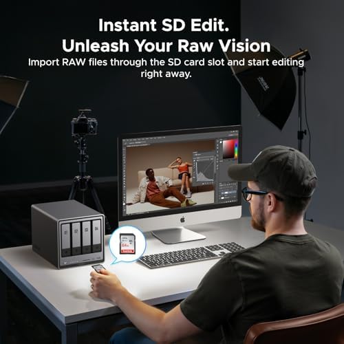 UGREEN NAS DXP4800 Pro 4 Bay Desktop Network Attached Storage  Intel Core i3 1315U 6 Core CPU  8GB DDR5 RAM  Built in 128GB SSD  1x 10GbE  1x 2 5GbE  2X M 2 NVMe Slots  4K HDMI  Diskless