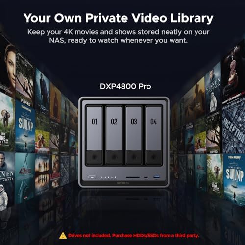 UGREEN NAS DXP4800 Pro 4 Bay Desktop Network Attached Storage  Intel Core i3 1315U 6 Core CPU  8GB DDR5 RAM  Built in 128GB SSD  1x 10GbE  1x 2 5GbE  2X M 2 NVMe Slots  4K HDMI  Diskless