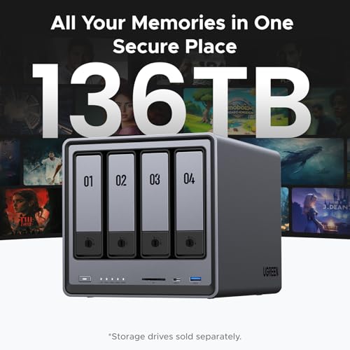 UGREEN NASync DXP4800 4 Bay Desktop NAS  Diskless  Bundle Cat 8 Ethernet Cable 10FT  High Speed Braided 40Gbps 2000Mhz Network Cord 