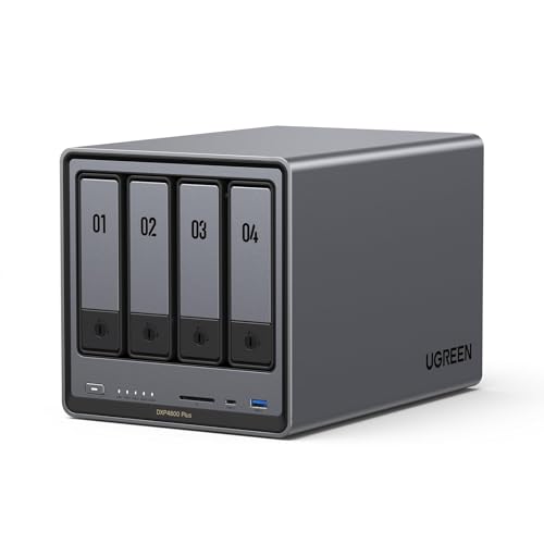 UGREEN NASync DXP4800 Plus 4 Bay Desktop NAS  Intel Pentium Gold 8505 5 Core CPU  8GB DDR5 RAM  128G SSD  1   10GbE  1   2 5GbE  2   M 2 NVMe Slots  4K HDMI  Network Attached Storage  Diskless 