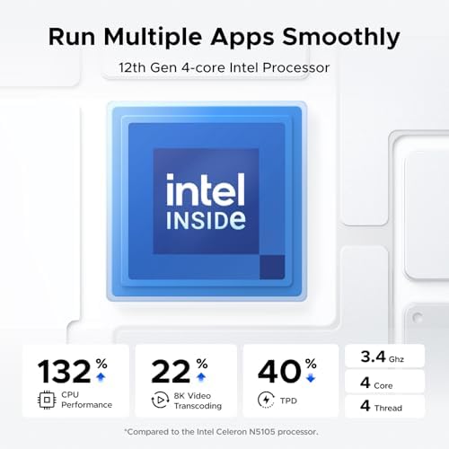 UGREEN NASync DXP4800 4 Bay Desktop NAS  Intel N100 Quad core CPU  8GB DDR5 RAM  32G eMMC  2X 2 5GbE  2X M 2 NVMe Slots  4K HDMI  Network Attached Storage  Diskless 