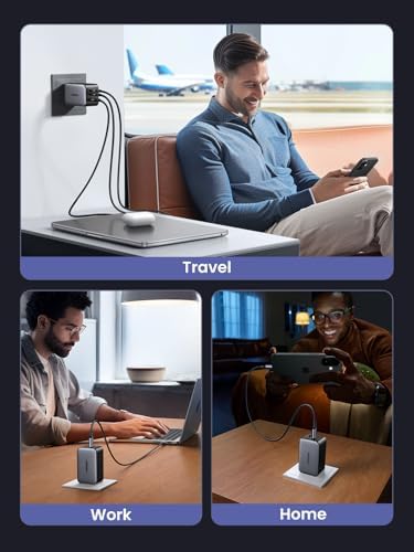 UGREEN Nexode 65W GaN USB C Wall Charger  3 Port Compact Foldable Fast Charger Power Adapter for iPhone 17/16/15 Series  Galaxy S25/S24  Pixel 10/9  MacBook Pro/Air  Dell XPS  iPad Pro  Black 